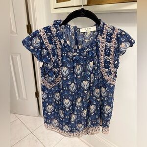 Sea New York Navy and Blush Paisley Blouse